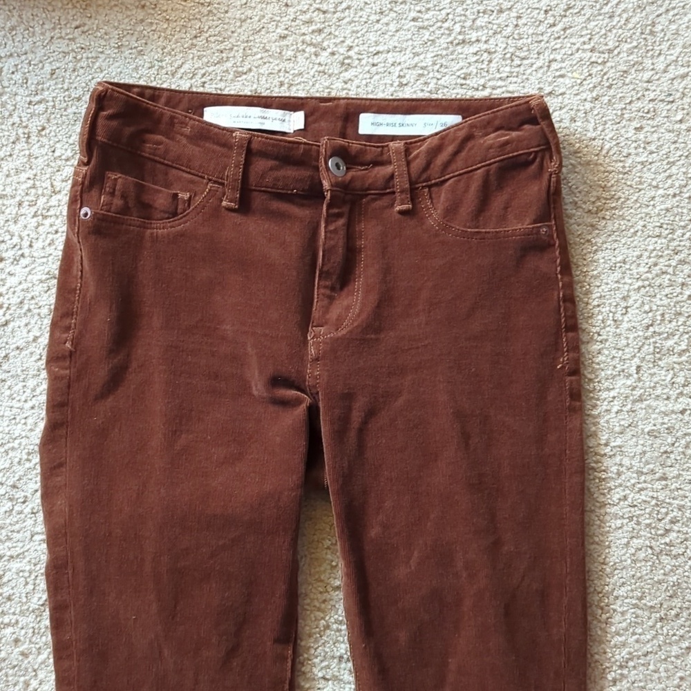 Pilcro & The Letterpress Anthropologie Brown Corduroy Skinny Jeans Size 26 - Picture 5 of 8